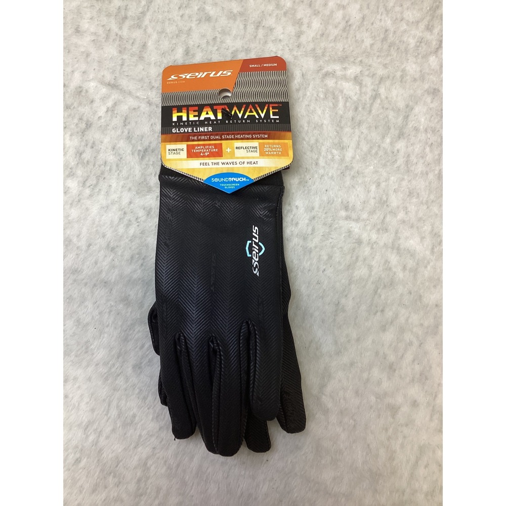 Seirus Heatwave Glove Liner Black SoundTouch Touchscreen Small Medium NEW